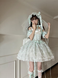 Mint Green Wedding Dress Lolita Dress Heavy Work Birthday Adult Ceremony Ballet Skirt Puffy Princess Skirt Doll Play Anime