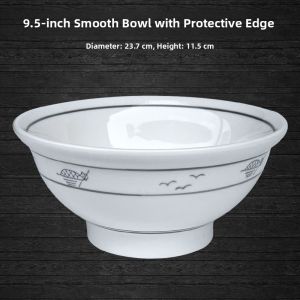 Commercial Thickened Ceramic Noodle Bowl High Footed Edge Protector Old Style Beef Noodle Soup Bowl Large Size Yunnan Rice Noodles
