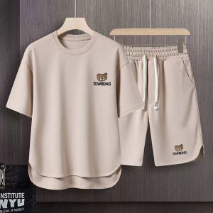 Summer Casual Sportswear Set Mens Large Size Fashion Short Sleeve T-Shirt And Five-Quarter Shorts Teenagers Trendy Outfit