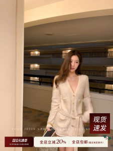 YOLI Zhang Yuli Edinburgh Autumn Wheat Color Knitwear Jacket Womens Autumn Winter Versatile Knitted Open Cardigan Fragrance Style