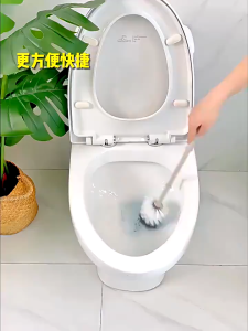 Bộ cọ chà bồn cầu thông minh với 6 đầu thay Bộ cọ vệ sinh toilet xoay 360 độ gắn tường dùng một lần