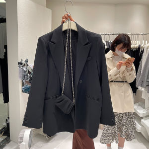 Áo Khoác Vest Nữ Dáng Rộng Màu Đen Phong Cách Hàn Quốc Cao Cấp Cổ Điển Thu Đông 2025 Dài Tay Thường Cài Nút Dài Thường