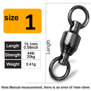 9KM 10Pcs Fishing Ball Bearing Swivel Black Heavy Duty with Solid Ring Stainless Steel Accessories Connector Tackle