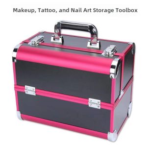 Large Capacity Handheld Makeup Box Professional Nail Art Semi-Permanent Tattoo Tool Kit Makeup Artist Touch up Storage Box