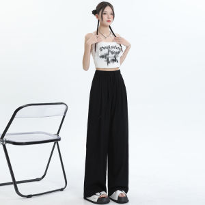 High Waist Wide Leg Pants Casual Drapey Floor-Length Lazy Style Womens plus Size Trousers Comfortable Loose Fit Trousers