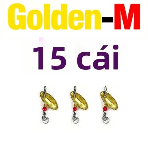 MNFT 15 Chiếc Cân Kim Loại Spinner Spoon Lures Set Vàng/Bạc Kim Sa Lấp Lánh Đỏ Hạt Spinnerbait Cho Bass Cá Hồi Pike - Kích Cỡ S/M/L