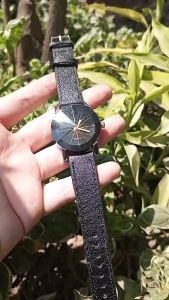 Tali Jam Kulit Sapi Asli Pull up Hitam Custom 15823 - Garansi 1 Tahun