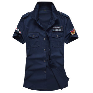 Áo Sơ Mi Nam Cotton Nguyên Chất Mùa Xuân Thu Thường Ngày Ngoài Trời Không Cần Ủi Tay Ngắn Cỡ Lớn Ôm Vừa Vặn Phong Cách Quân Đội