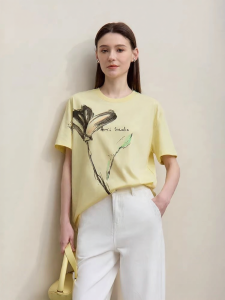 AMII | Round Neck Art Print Ice-Cool Short Sleeve Womens T-Shirt