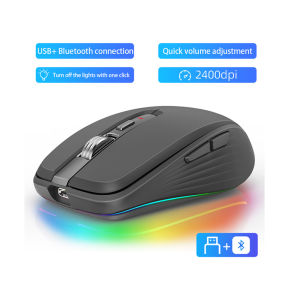 Dual Mode Rechargeable Wireless Bluetooth 2.4G Mouse RGB Mute Mouse For Windows Mac IOS Android Laptop Tablet  Phone PC