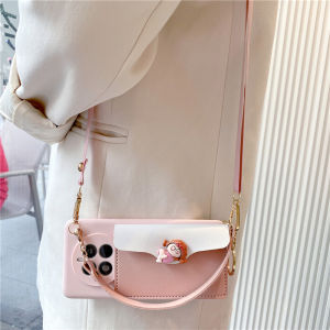 เคสโทรศัพท์มือถือแบบสะพายข้างลายการ์ตูนสำหรับ iPhone 17/16/15/14/13 pro Max ป้องกันการตกหล่น ด้านหลังแบบสะพายข้าง