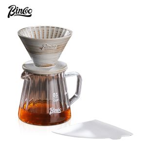 BINCOO Ceramic Filter Cup Coffee Dripper Set Household V60 Coffee Filter Drip Hand Brewing Pot Set Coffee Accessories