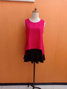 atasan wanita merah M cewek MEWAH blus cute kutung blouse