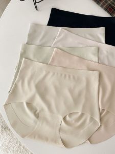 กางเกงชั้นในผ้าไหมน้ำแข็งเอวสูงสำหรับผู้หญิง กางเกงชั้นในไร้ตะเข็บระบายอากาศได้ดี กางเกงขาสั้นเสริมหน้าท้อง แห้งเร็ว ทรงสลิมฟิต กางเกงชั้นในแบบพื้นฐาน