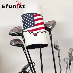 Golf Driver Head Cover Waterproof PU Driver Cover with Thick Plush Lining Embroidered American Flag Design for Golfers USA Flag