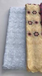 Elegant Gray Floral Embroidered Cotton Lace Fabric – Swiss Voile Lace with Sequins for African Wedding & Party Dresses