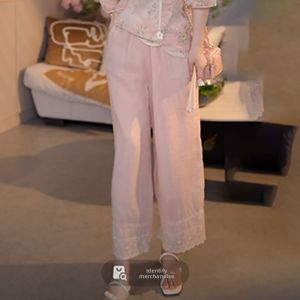 Shalldoer | Korean Style Hollow Design Straight Casual Pants Womens Summer Fashionable Lace Long Trousers High Waist Comfortable Fit