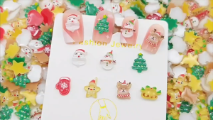 50 Charm noel giáng sinh gắn móng tay Charm noel trang trí cây thông kẽm nhung