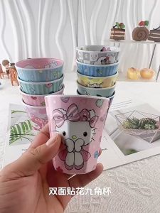 🌸LY CỐC HOA VĂN HAI MẶT KITTY DOREMON