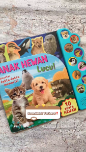 Buku Bersuara Anak Hewan Lucu 10 tombol suara hewan (Bahasa Indonesia & English)