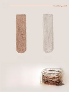 JINGCHI | Tất lót sàn bằng vải nhung san hô dày dặn cho nữ Tất ngủ mùa đông Tất dài đến bắp chân Tất lót lông cừu thoải mái cho gia đình