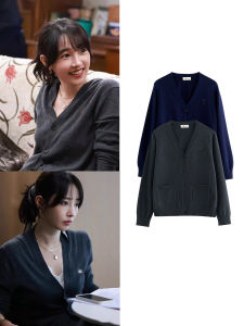 Pure Cotton Long Sleeve V-Neck Knitted Open Cardigan Womens Spring Autumn Outerwear Comfortable Breathable Korean Style