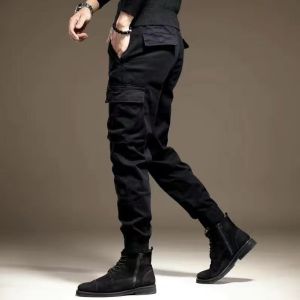 American Style Loose Fit Casual Work Pants Pure Cotton Anti-Scald Wear Resistant Long Trousers with Zipper Slits Multi-Pockets