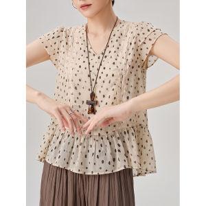 GULILI | Polka Dot Ruffled Lace Patchwork Sleeveless Top Womens 2026 New Summer