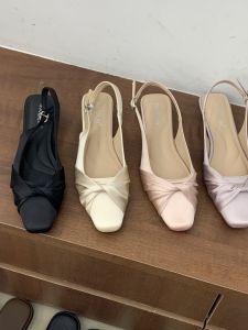French Style Pure Color Pointed Toe Sandals