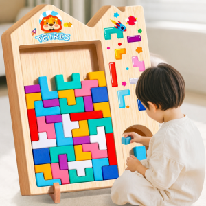Wooden Stacking Puzzle Toy 3D Colorful Russian Puzzles Toy Puzzle Board for Kids Jigsaw Puzzle Toy for Kid Shapes Toys