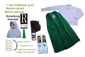 Full Set Seragam Rok Panjang Hijau & Baju Panjang Putih