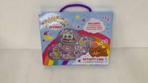 Rainbow Dreams Activity Book Case Stickers Mazes Colouring & Puzzles Gift Set For Kids