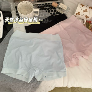 Plus Size Ice Silk Safety Pants Two-in-One Wear-Free Underwear Pure Color Summer Thin Fashion Tape Base Shorts Women