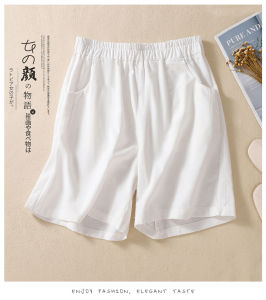 Export Leak-Picking French Summer Linen Shorts Plus Size Womens Clothing Artsy Retro Cotton Linen Cropped Pants Loose Pants Middle Pants
