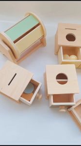 [BIG SALE] baby montessori toys macaroon color coin box ball box spinning drum object permanence box motoric toys mainan edukasi anak