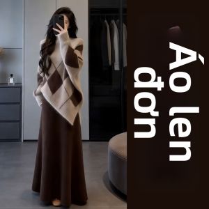 BIFEIMENG | Bộ Đồ Thu Phong Cách Pháp Áo Len Dệt Kim