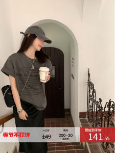 Áo Thun Cotton Cổ Tròn Tay Ngắn in Chữ Mùa Hè Cho Nữ Dáng Rộng Thoải Mái Mặc Đi Làm Thường Ngày Chất Liệu Cotton Nguyên Chất