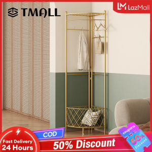 TMALL Multifunctional Metal Coat Rack Stand Corner Clothes Hanger Floor Bedroom Household Drying Rack With Storage Basket Movable