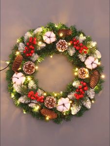 New Christmas Wreath Door Decorations Tree Door X-mas Decors Santa Claus Pasko 30cm*30cm Xmas