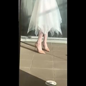 Wsanice New Elegant 7CM Pointed Leather Heels for Women Korean Fashion