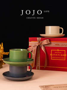 JOJOS L European Matte Ceramic Coffee Cup And Plate Set Morning Dawn Nordic Style Universal Use Dining Utensils Coffee Cups