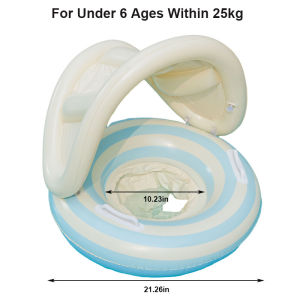 Rooxin | 1Pcs Striped Pool Float Ring Inflatable Swimming Seat Ring Swim Tube Swimming Circle Swim Float With Canopy Sunshade 