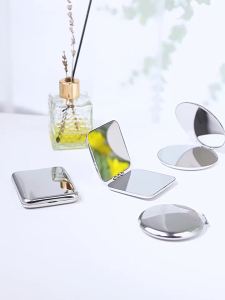 Foldable Makeup Mirror Portable Double-Sided Mirror Stainless Steel Pocket Small Tinkering Mirror ForTravel Beauty Cosmetic Tool