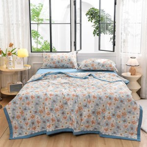 New Fashion Printed Summer Quilt Soft Breathable Cool Feeling Air Conditioning Comforters Quilts (Pillows Not Included)