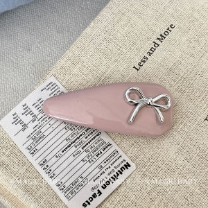 Pink PU Leather Hair Clips for Girls Baby Silver Butterfly Knot BB Headwear Childrens Side Bangs Clips Sweet Style Baby Hair Accessories