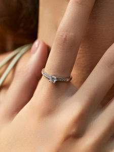 Modian S925 Sterling Silver Fashion Ring Rose Gold Color Collision Design Sparkling Diamond Romantic Proposal Ring for Women