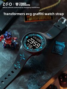 ZGOx Transformers Kids Watch Digital Display Waterproof Rubber Band Boys Watch Only Telling Time Student Teenage Sports Watch