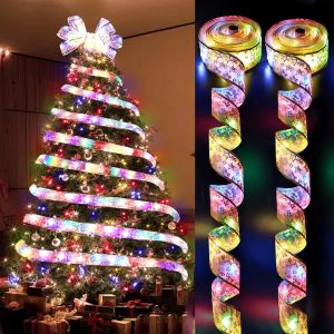 2/5/10m 2026 Christmas Ribbon Fairy Light String Merry Christmas Decorations for Home Room Xmas Holiday Navidad Gifts New Year