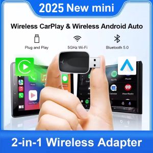Wireless Carplay Adapter Android Auto 2in 1 Smart Dongle 2025 5G WIFI For iphone Android Phone For Volvo Benz Mg Kia Chery VW