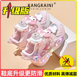2025 New Rotation Button Kids Shoes Girls Sport Shoes Luminescent Princess Dad Shoes Low Help Ultra Fiber Anti-Slip EVA